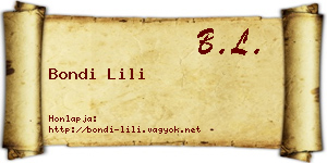 Bondi Lili névjegykártya
